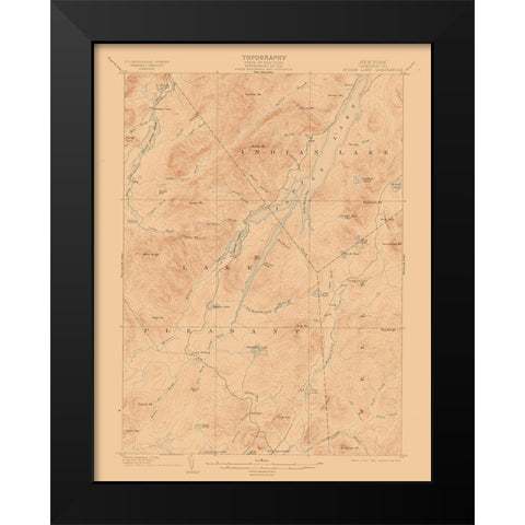 Indian Lake New York Quad - USGS 1902 Black Modern Wood Framed Art Print by USGS