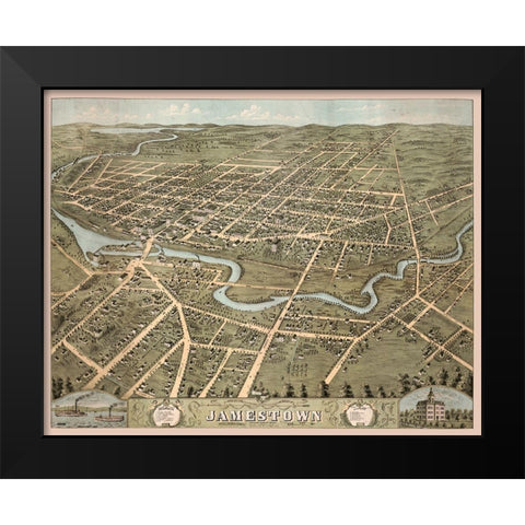 Jamestown New York -1871 Black Modern Wood Framed Art Print by Unknown