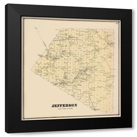 Jefferson New York Landowner - Stone 1866 Black Modern Wood Framed Art Print with Double Matting by Stone