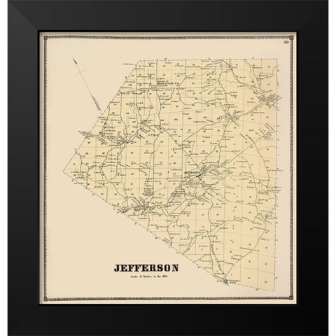 Jefferson New York Landowner - Stone 1866 Black Modern Wood Framed Art Print by Stone
