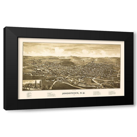 Johnstown New York - Burleigh 1888  Black Modern Wood Framed Art Print by Burleigh