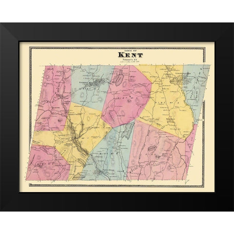 Kent New York Landowner - Beers 1868 Black Modern Wood Framed Art Print by Beers