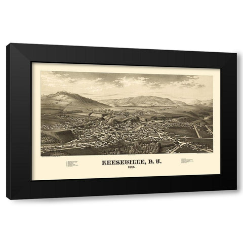 Keeseville New York - Burleigh 1887  Black Modern Wood Framed Art Print by Burleigh