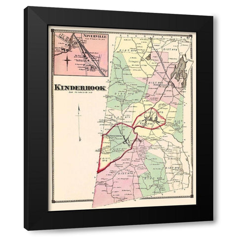 Kinderhook New York Landowner - Beers 1873 Black Modern Wood Framed Art Print by Beers
