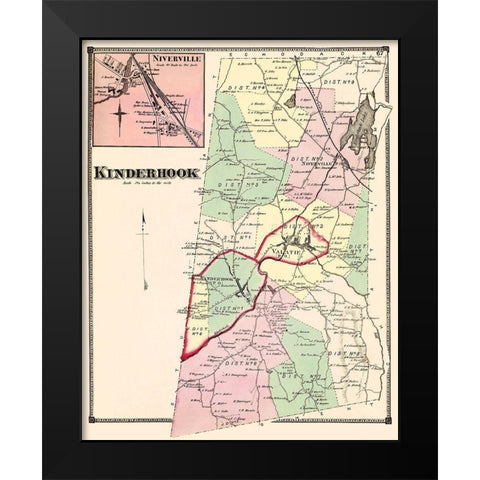 Kinderhook New York Landowner - Beers 1873 Black Modern Wood Framed Art Print by Beers