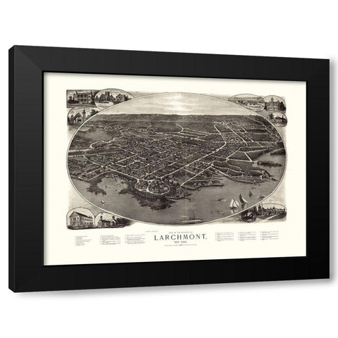 Larchmont New York - Bailey 1904  Black Modern Wood Framed Art Print by Bailey