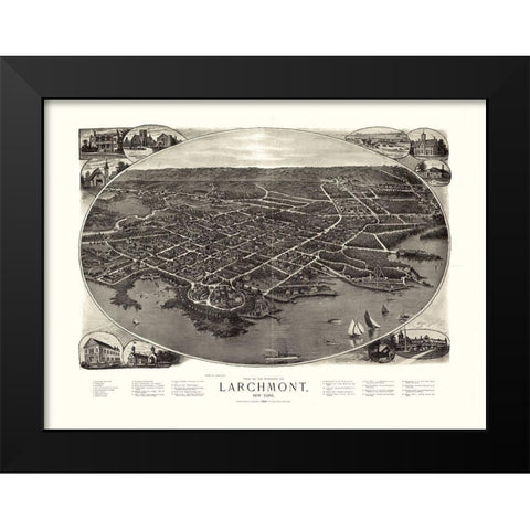 Larchmont New York - Bailey 1904  Black Modern Wood Framed Art Print by Bailey