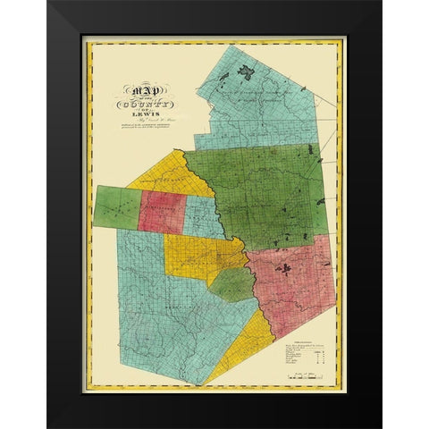 Lewis New York Landowner - Burr 1829 Black Modern Wood Framed Art Print by Burr