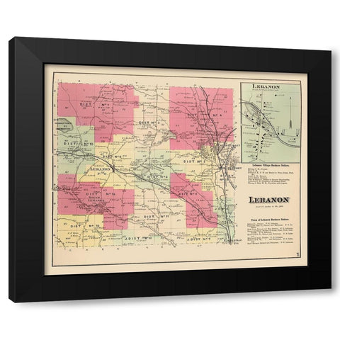 Lebanon New York Landowner - Whitman 1875 Black Modern Wood Framed Art Print with Double Matting by Whitman