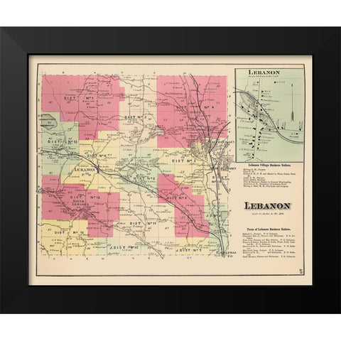 Lebanon New York Landowner - Whitman 1875 Black Modern Wood Framed Art Print by Whitman