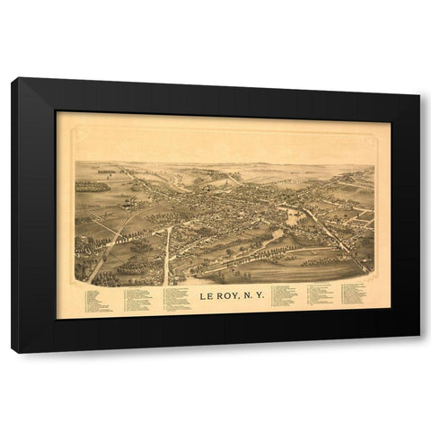 Le Roy New York - Burleigh 1892  Black Modern Wood Framed Art Print with Double Matting by Burleigh