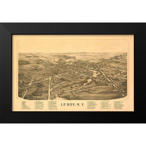 Le Roy New York - Burleigh 1892  Black Modern Wood Framed Art Print by Burleigh