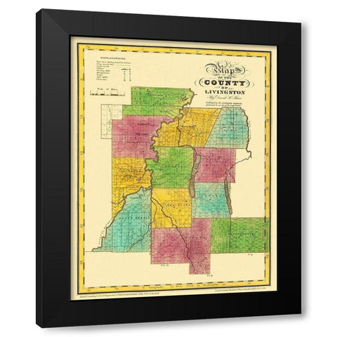 Livingston New York Landowner - Burr 1829 Black Modern Wood Framed Art Print by Burr
