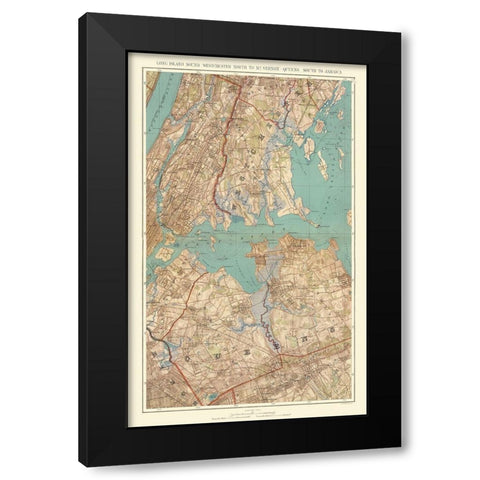 Long Island Sound Queens Mt Vernon New York Black Modern Wood Framed Art Print with Double Matting by Bien