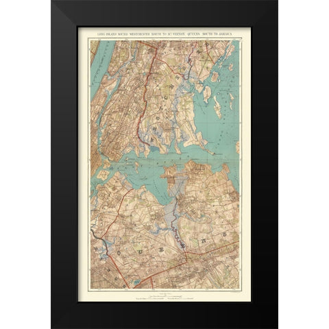 Long Island Sound Queens Mt Vernon New York Black Modern Wood Framed Art Print by Bien