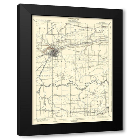 Lockport New York Quad - USGS 1902 Black Modern Wood Framed Art Print by USGS
