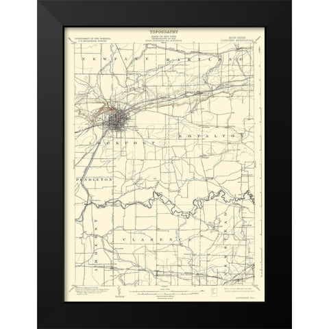 Lockport New York Quad - USGS 1902 Black Modern Wood Framed Art Print by USGS