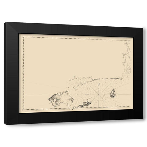 Long Island Sound Entrance - Des Barres 1779 Black Modern Wood Framed Art Print with Double Matting by Des Barres