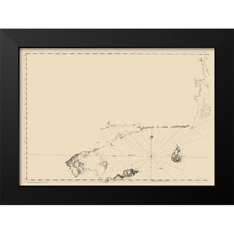 Long Island Sound Entrance - Des Barres 1779 Black Modern Wood Framed Art Print by Des Barres