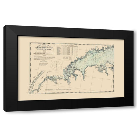 Long Island Sound, New York to Norwalk - Hurd 1893 Black Modern Wood Framed Art Print with Double Matting by Hurd