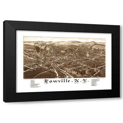 Lowville New York - Burleigh 1885  Black Modern Wood Framed Art Print by Burleigh
