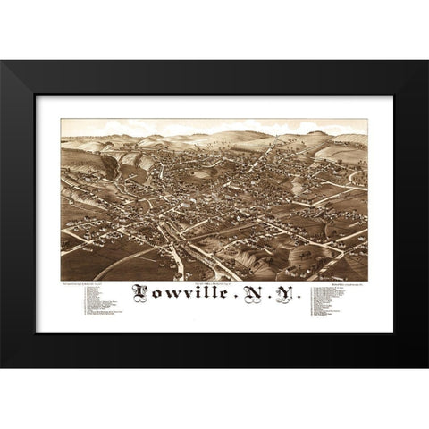 Lowville New York - Burleigh 1885  Black Modern Wood Framed Art Print by Burleigh