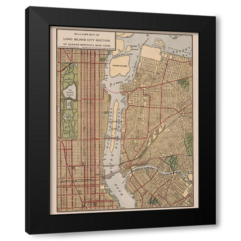 Long Island New York - Williams 1911  Black Modern Wood Framed Art Print with Double Matting by Williams