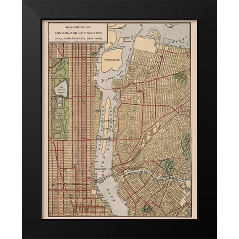 Long Island New York - Williams 1911  Black Modern Wood Framed Art Print by Williams