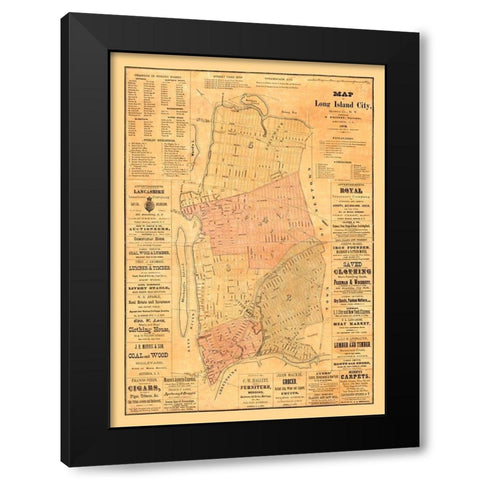 Long Island New York - Whitney 1876  Black Modern Wood Framed Art Print by Whitney