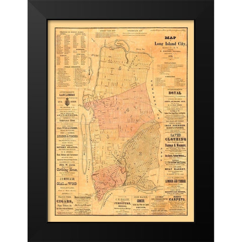 Long Island New York - Whitney 1876  Black Modern Wood Framed Art Print by Whitney