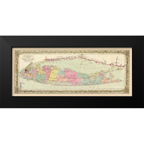 Long Island New York - Colton 1857  Black Modern Wood Framed Art Print by Colton