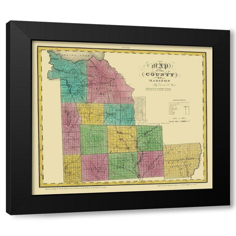 Madison New York Landowner - Burr 1829 Black Modern Wood Framed Art Print by Burr