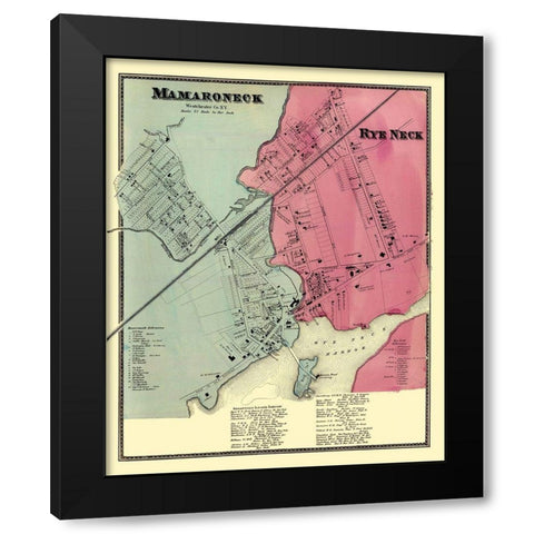 Mamaroneck, Rye Neck New York Landowner Black Modern Wood Framed Art Print by Beers