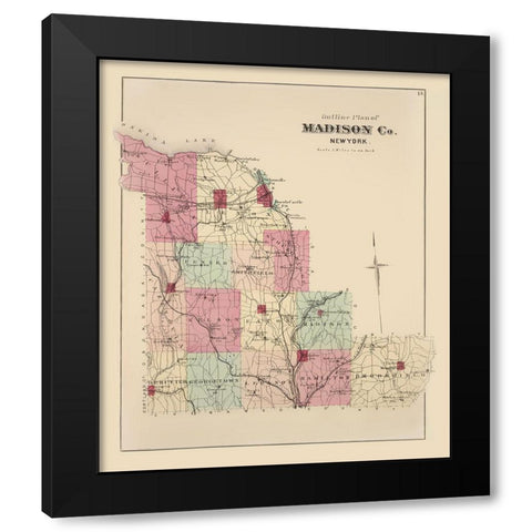 Madison New York - Whitman 1875 Black Modern Wood Framed Art Print by Whitman