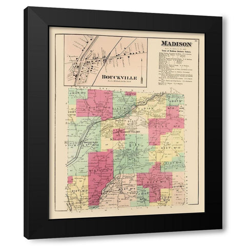 Madison New York Landowner - Whitman 1875 Black Modern Wood Framed Art Print with Double Matting by Whitman