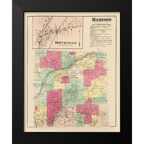 Madison New York Landowner - Whitman 1875 Black Modern Wood Framed Art Print by Whitman