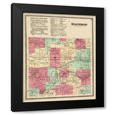 Macedon New York Landowner - Beers 1874 Black Modern Wood Framed Art Print with Double Matting by Beers