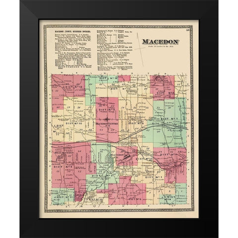 Macedon New York Landowner - Beers 1874 Black Modern Wood Framed Art Print by Beers