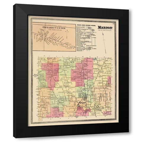 Marion New York Landowner - Beers 1874 Black Modern Wood Framed Art Print by Beers