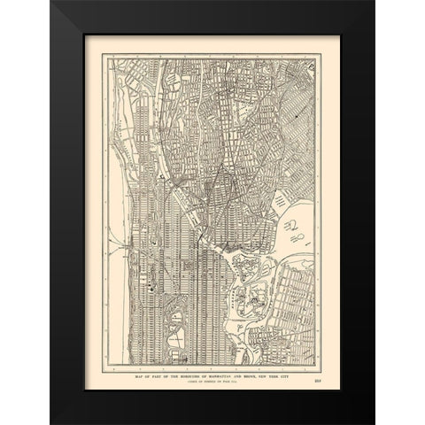 Manhattan, Bronx - New York - Reynold 1921 Black Modern Wood Framed Art Print by Reynold