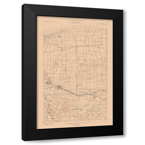 Macedon New York Quad - USGS 1900 Black Modern Wood Framed Art Print with Double Matting by USGS