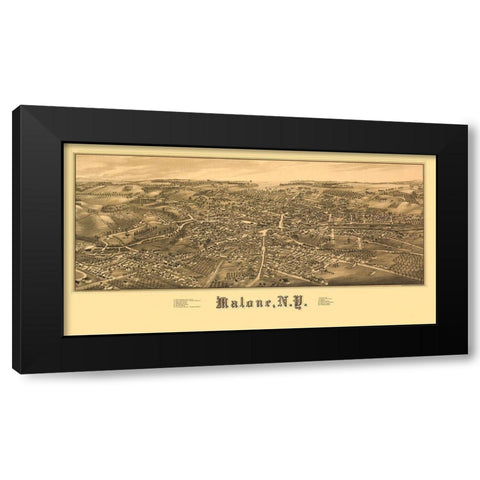 Malone New York - Burleigh 1886  Black Modern Wood Framed Art Print by Burleigh