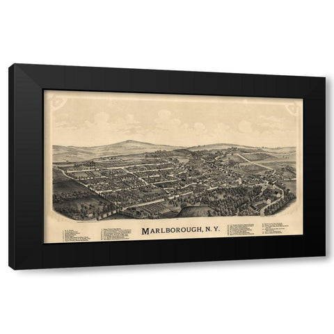 Marlborough New York - Burleigh 1891  Black Modern Wood Framed Art Print by Burleigh