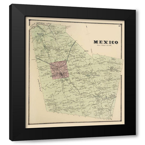 Mexico New York Landowner - Stone 1866 Black Modern Wood Framed Art Print with Double Matting by Stone
