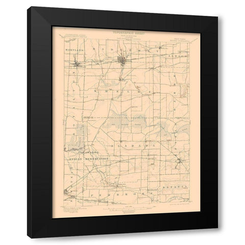Medina New York Quad - USGS 1897 Black Modern Wood Framed Art Print by USGS