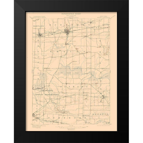 Medina New York Quad - USGS 1897 Black Modern Wood Framed Art Print by USGS