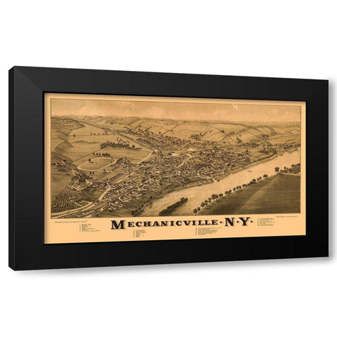 Mechanicville New York - Burleigh 1880  Black Modern Wood Framed Art Print by Burleigh