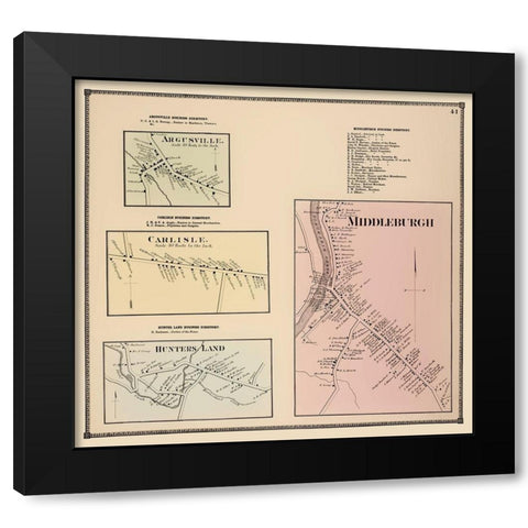 Middleburgh New York Landowner - Beers 1866 Black Modern Wood Framed Art Print with Double Matting by Beers