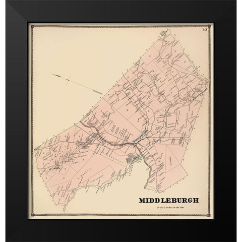 Middleburgh New York Landowner - Stone 1866 Black Modern Wood Framed Art Print by Stone
