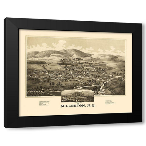 Millerton New York - Burleigh 1887  Black Modern Wood Framed Art Print by Burleigh